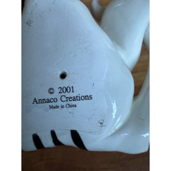 Annaco 2001 Amy Lacombe Whimsiclay Black & White Striped Cat Zebra - Picture 6 of 8